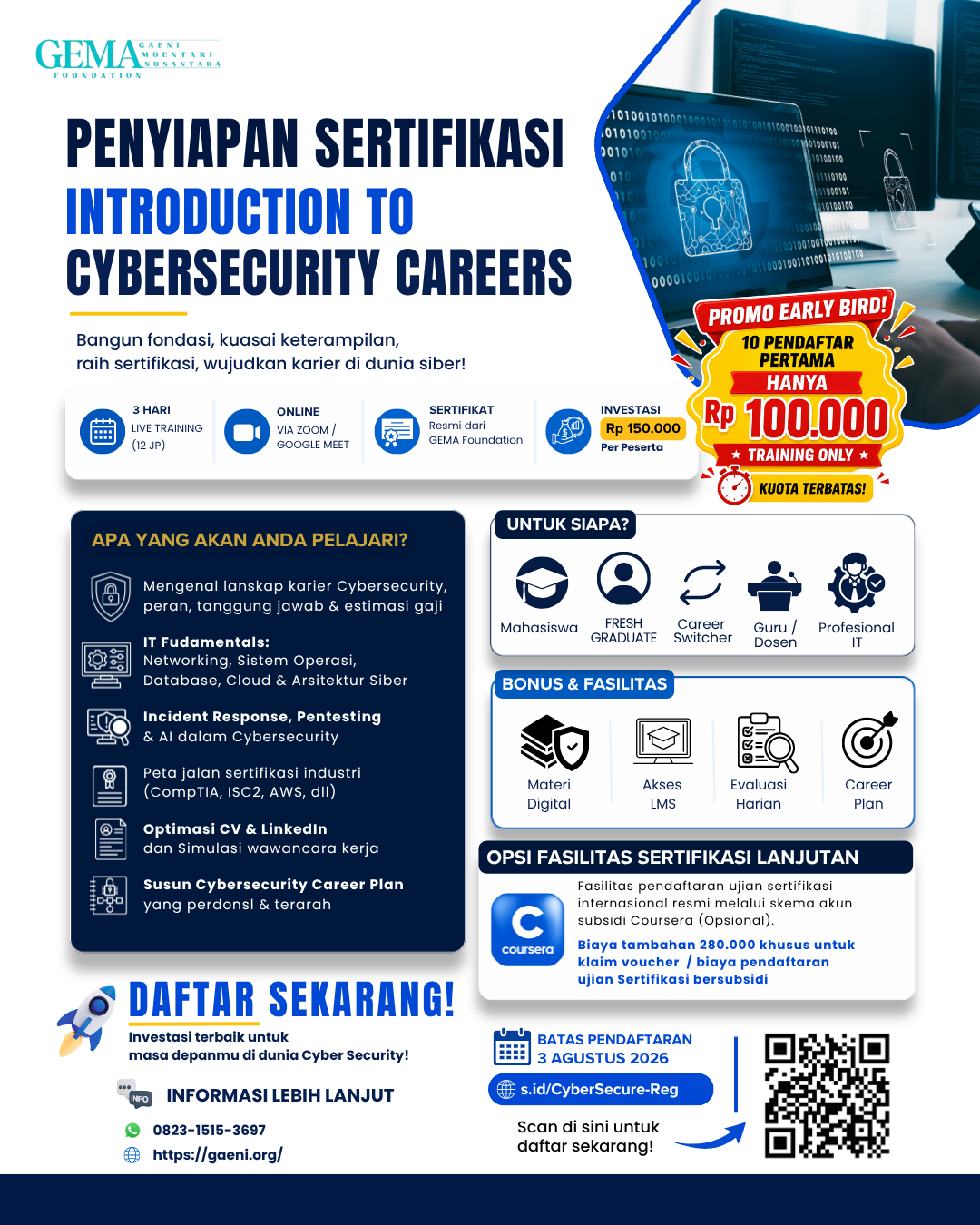 Training: Penyiapan Sertifikasi Introduction to Cybersecurity Careers