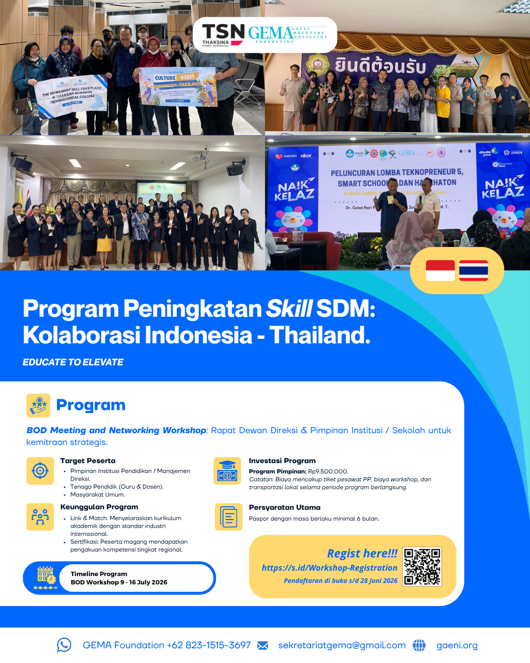 Program Peningkatan Skill SDM Indonesia – Thailand (BOD Workshop)